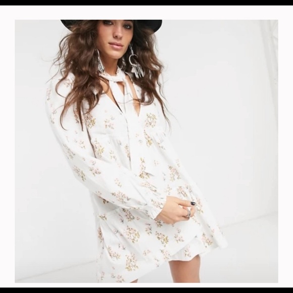 Free People - Floral Boho long sleeve mini Dress - Picture 7 of 11